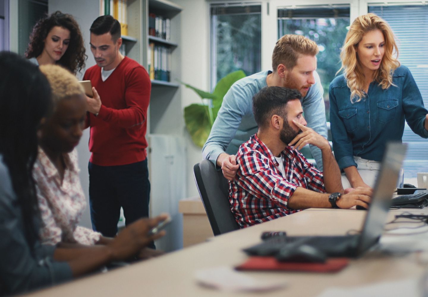 People working in a conference room 
