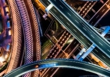 Cross roads from top view