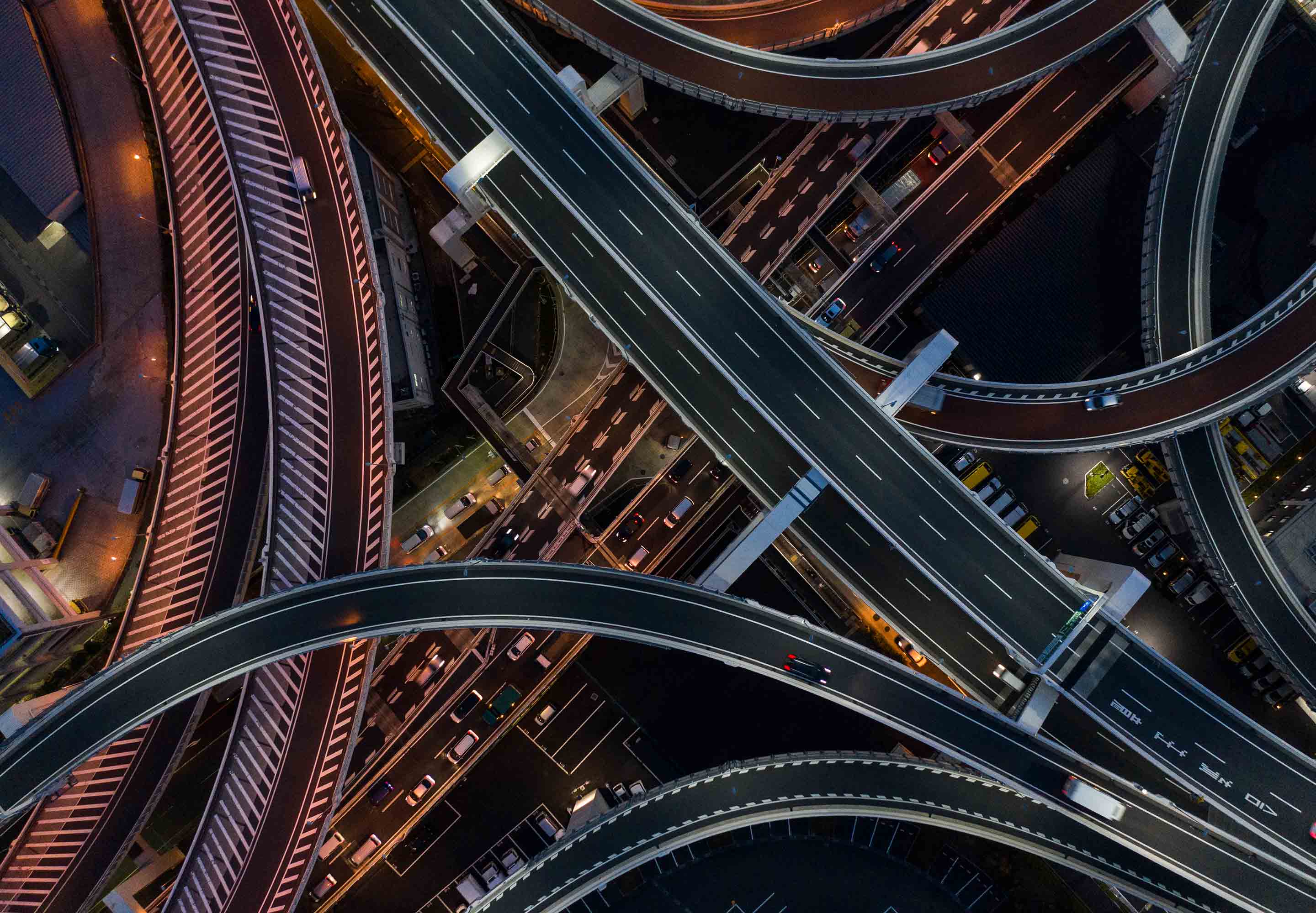 Cross roads at night