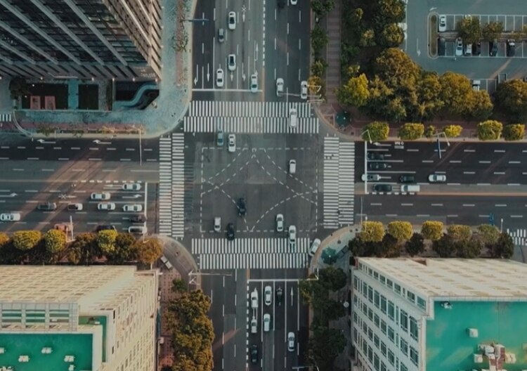 Cross roads captured from the sky