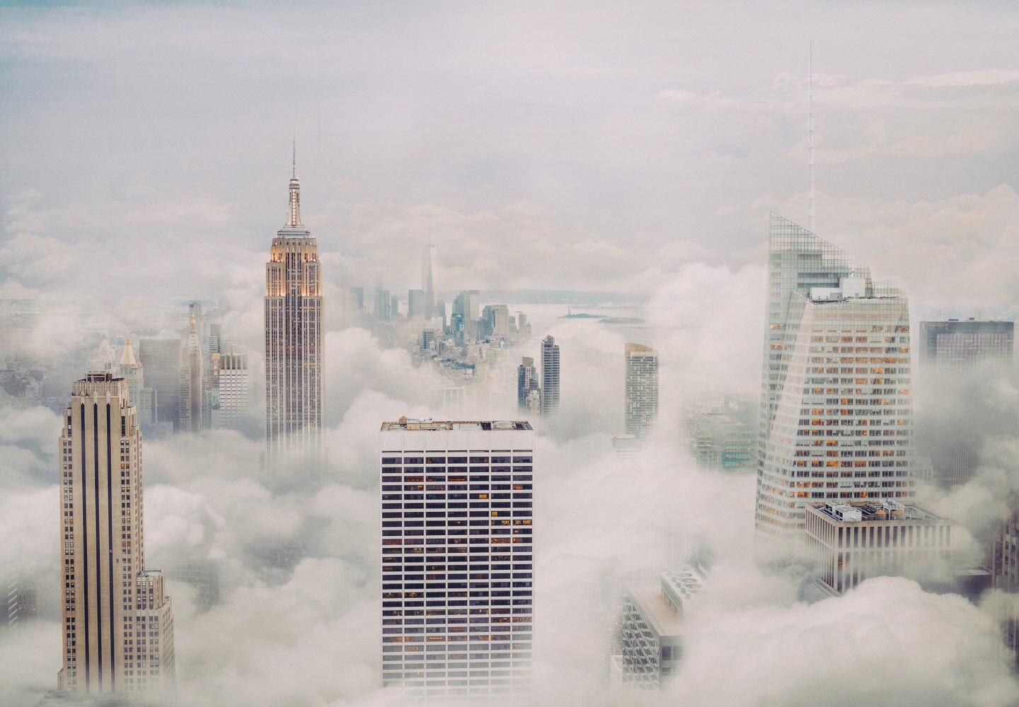 City skyline in the clouds