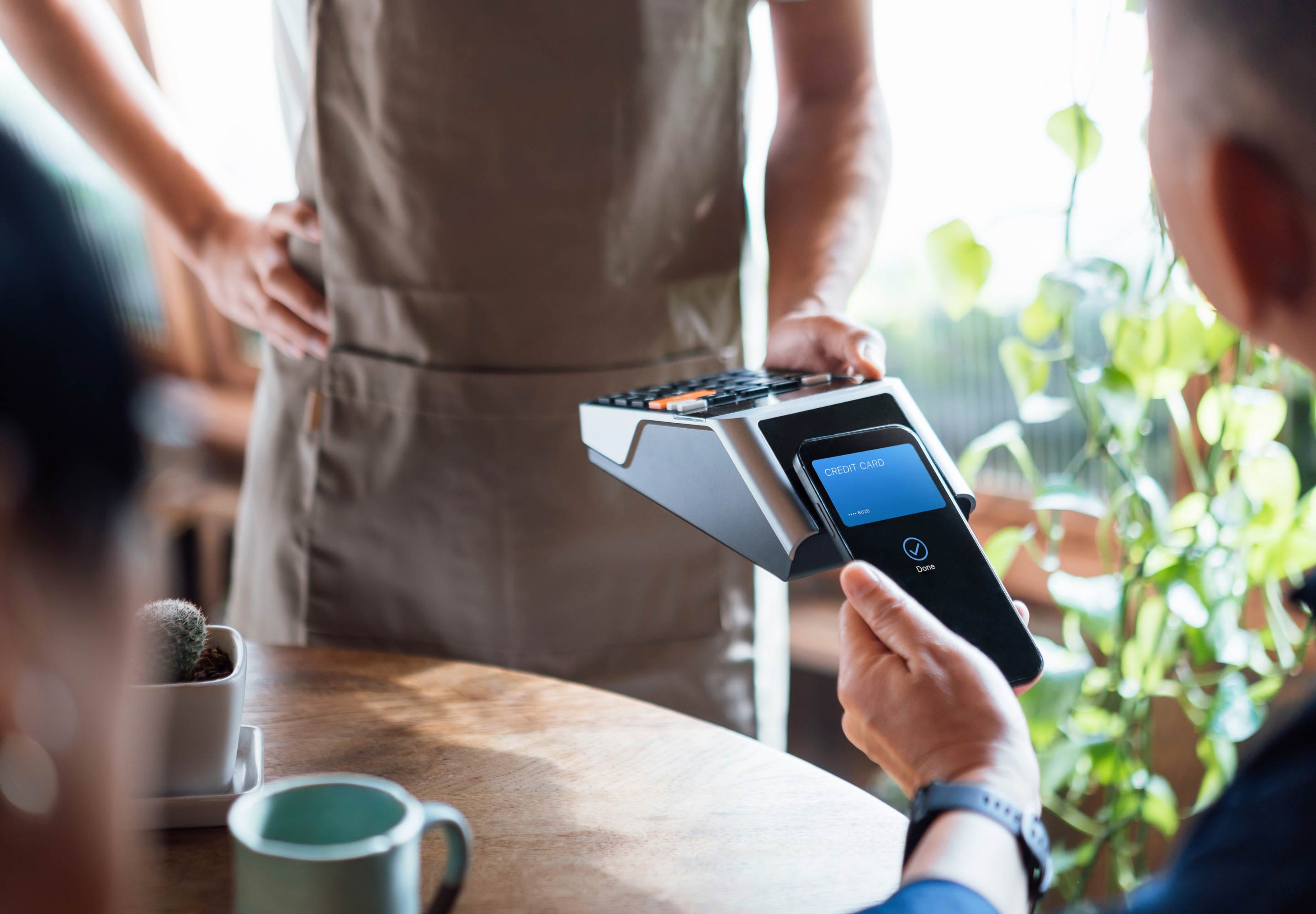 Customer paying with his cellphone
