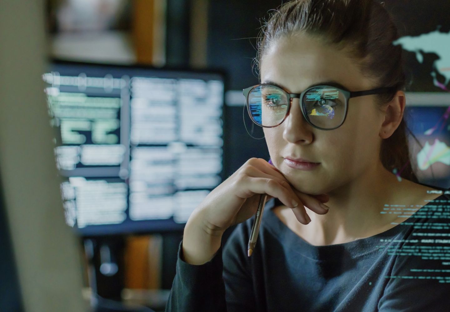 Woman staring at her computer screen