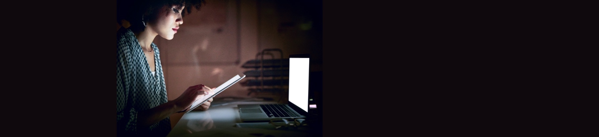 A woman working on her computer