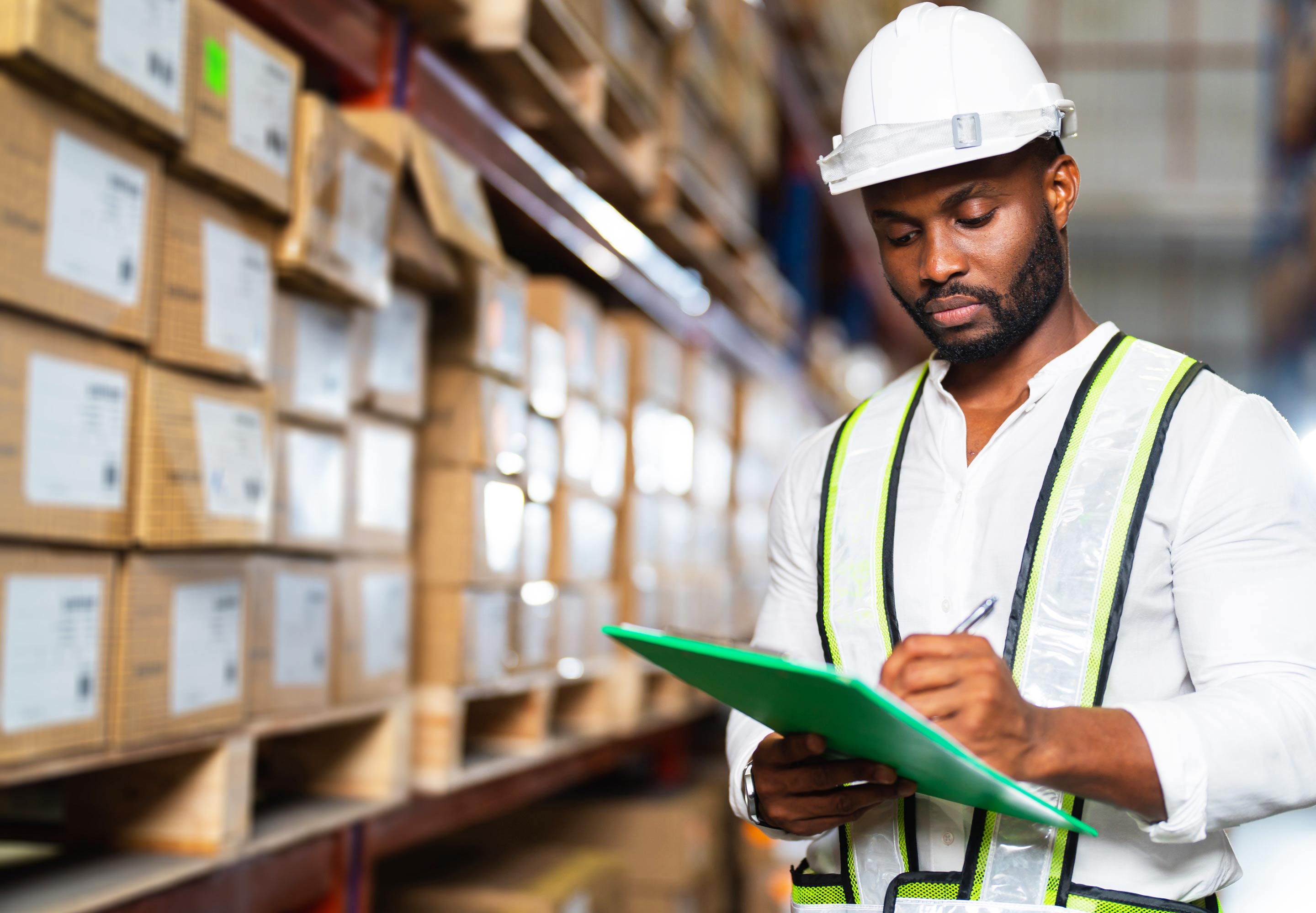 Man counting stock