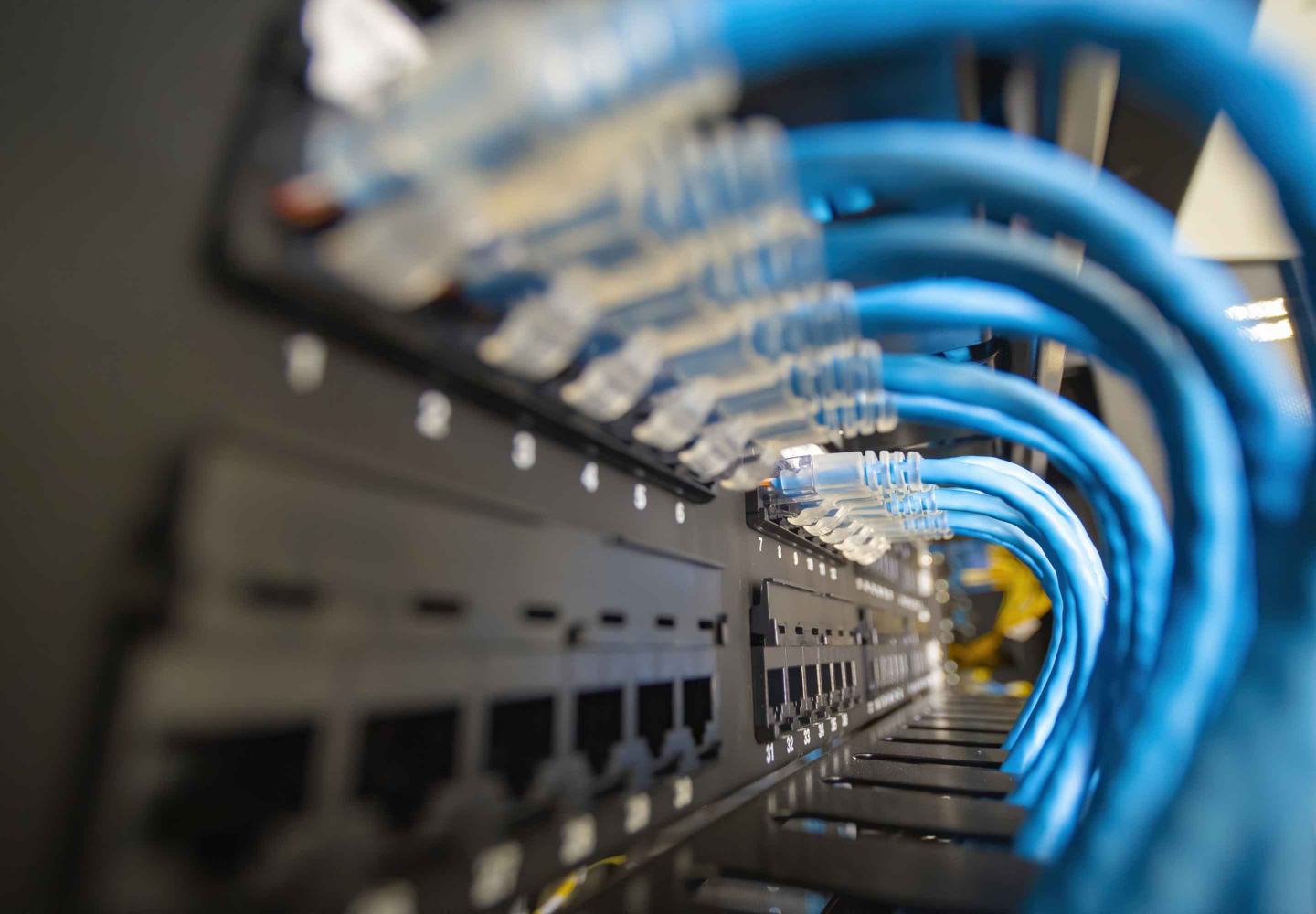 Blue wires in a machine