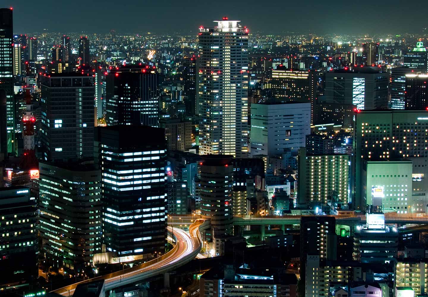 Tall buildings with lights