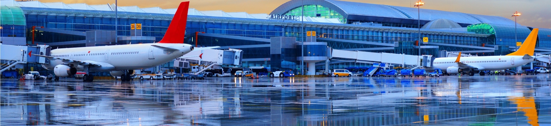 An early morning view of an airport