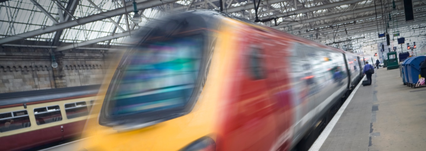 A blurry image of a train