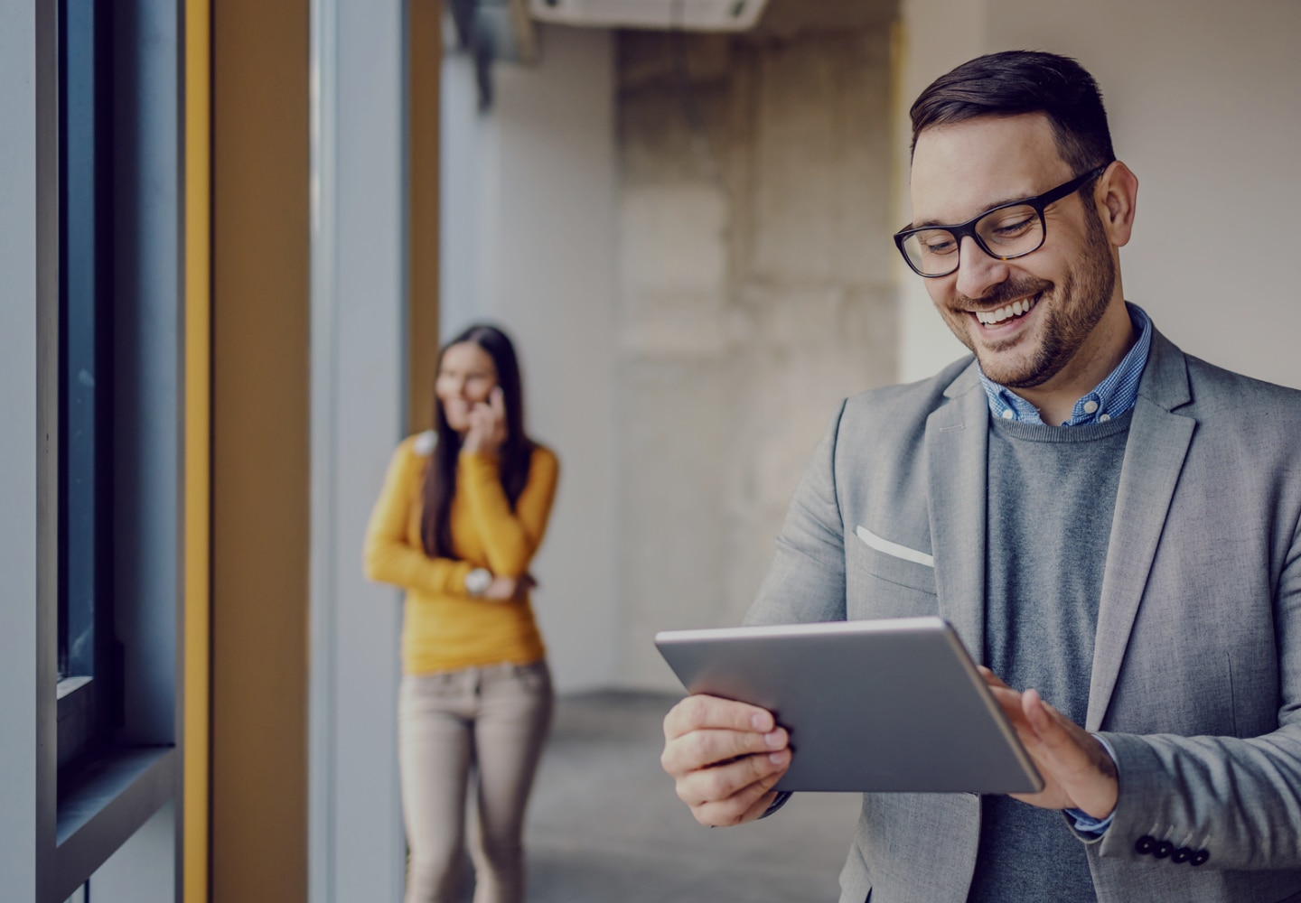 A man holding a tablet