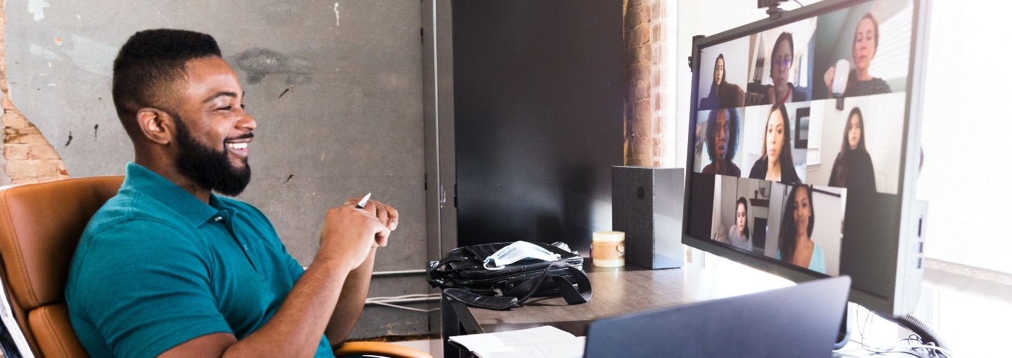 Business professional on a virtual meeting