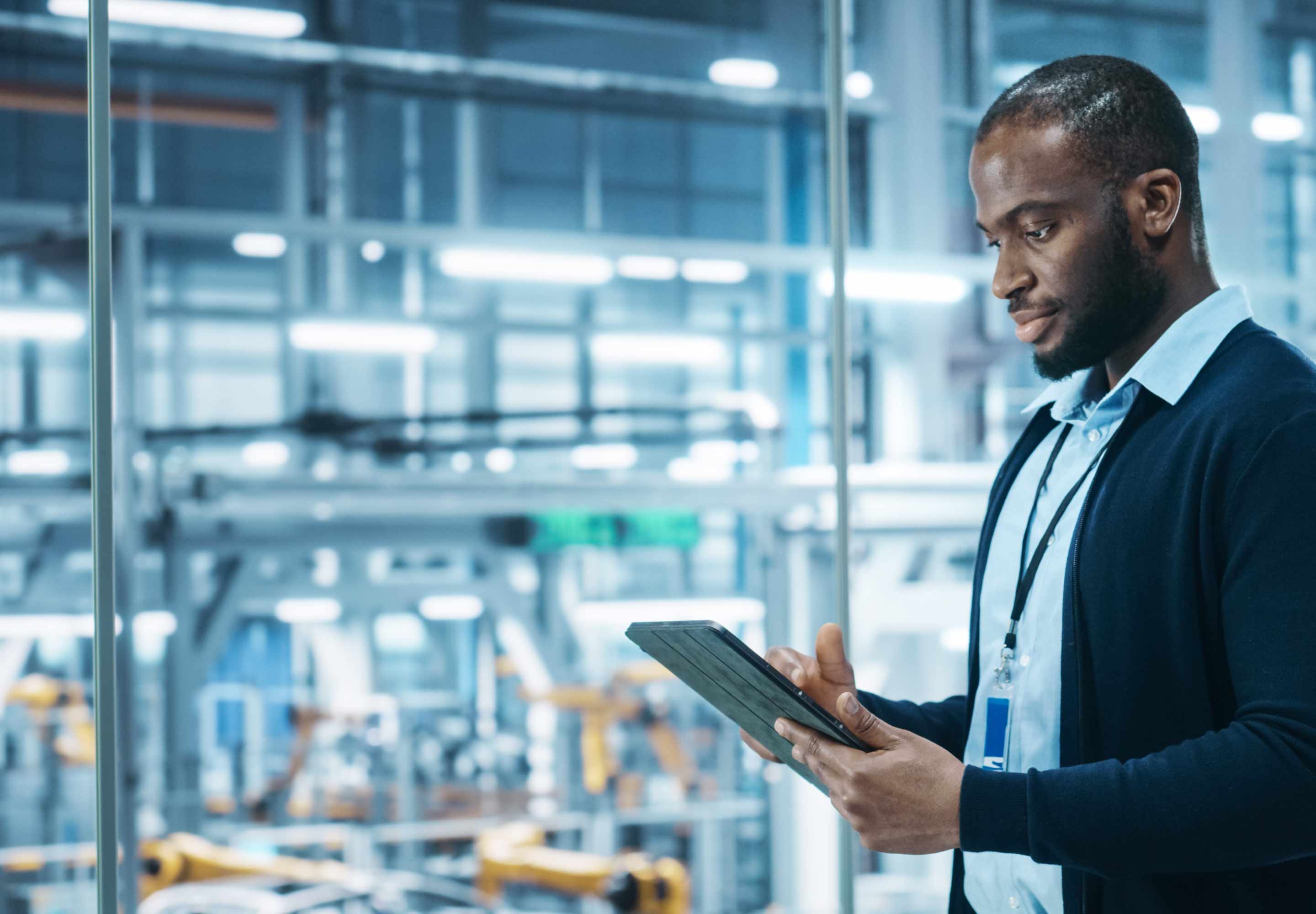 A man holding a tablet
