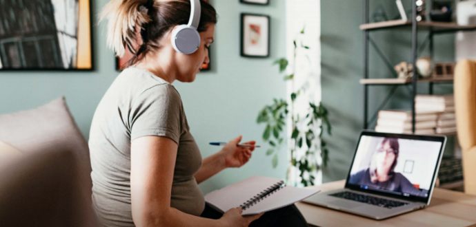 Woman in online meeting