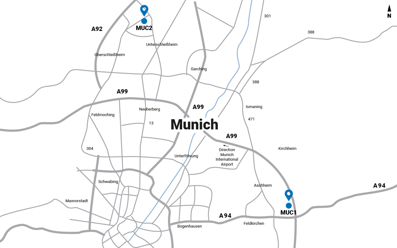 Map of Munich data centers