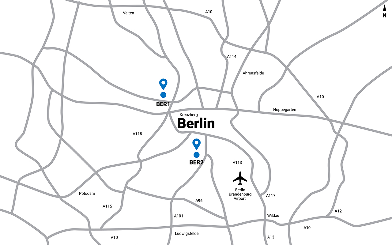 Karte der Berliner Rechenzentren