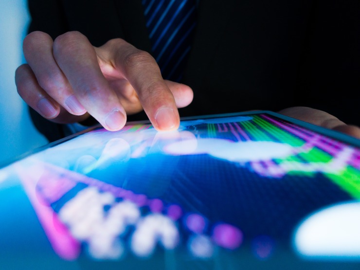 A person using a touch screen