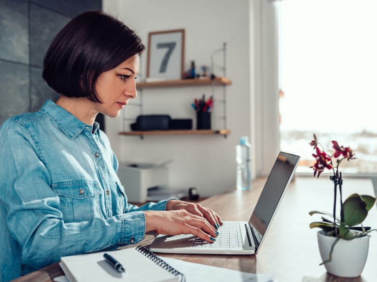 Woman working on her laptop