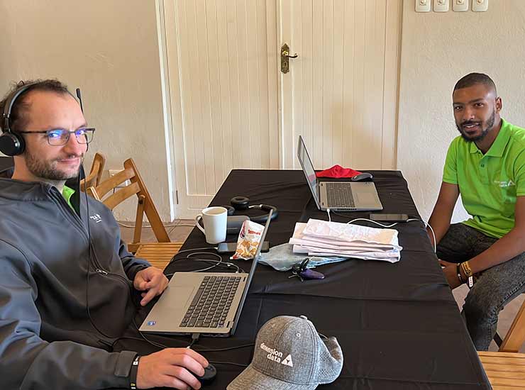 Members of the Dimension Data technical team on site during the Absa Cape Epic
