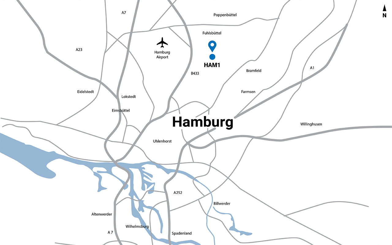 Map of Hamburg data center