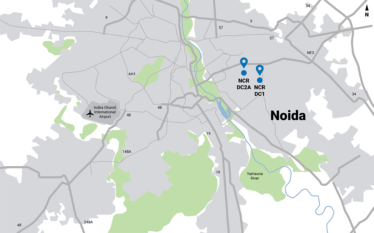 Map of Noida data centes
