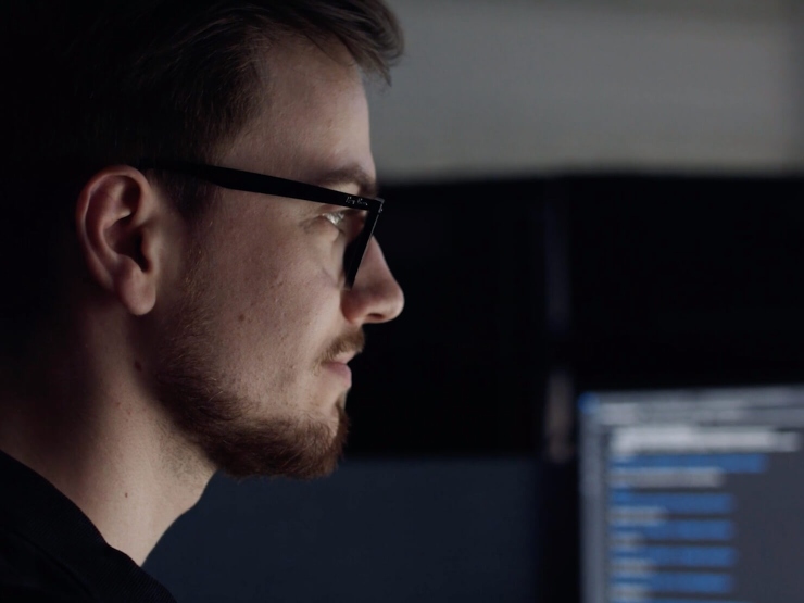 Man looking at the computer screen