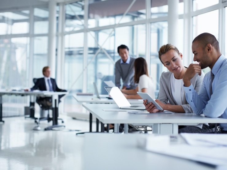 People collaborating in a work environment