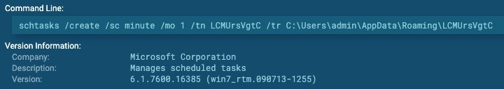 Command links for schtasks