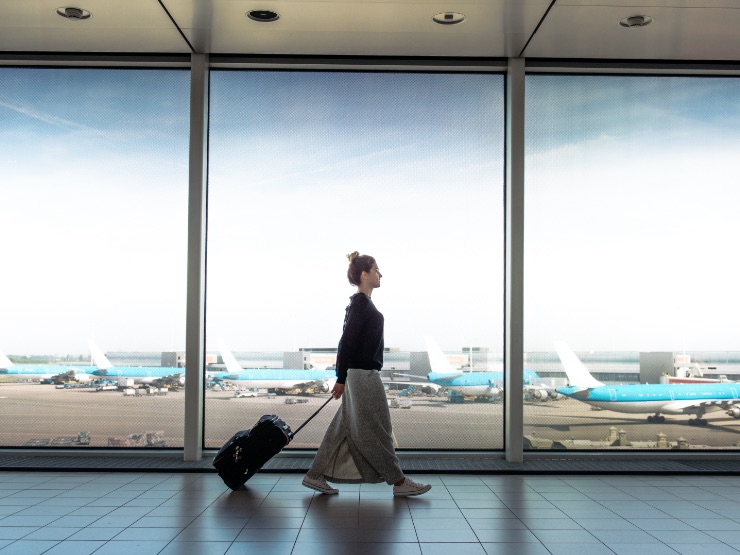 A person walking in an airport