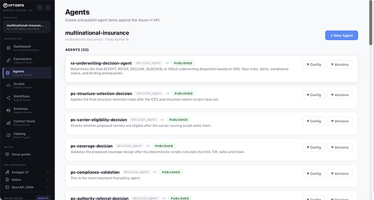 The NTT DATA AI for Insurance console