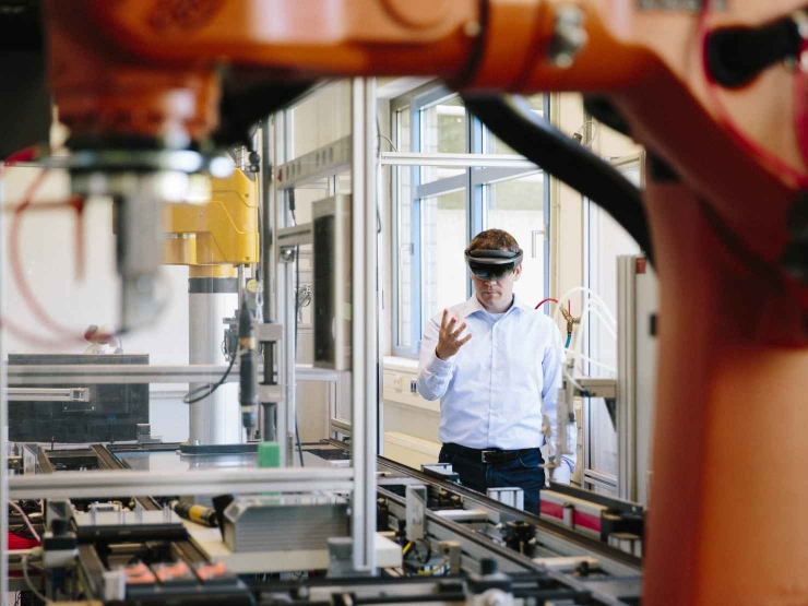A pair of HD goggles in a factory environment