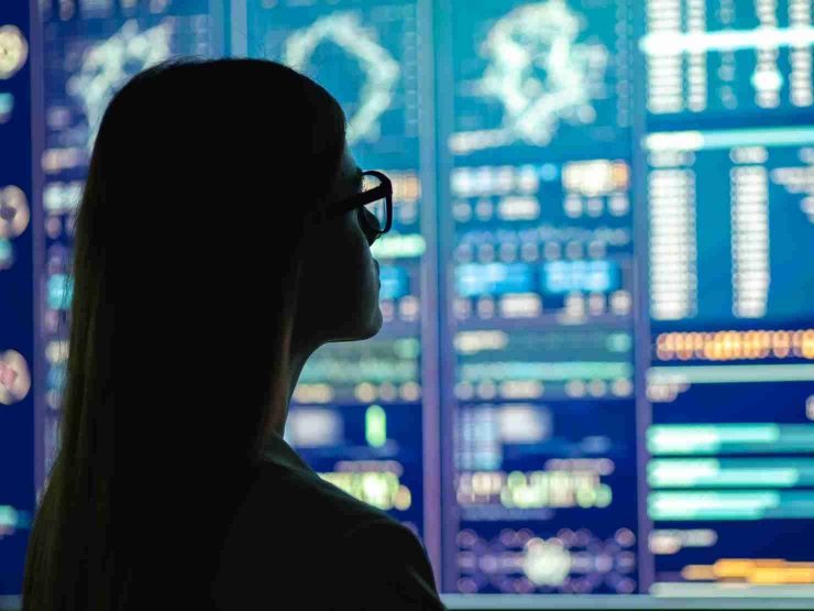 Lady looking at a screen