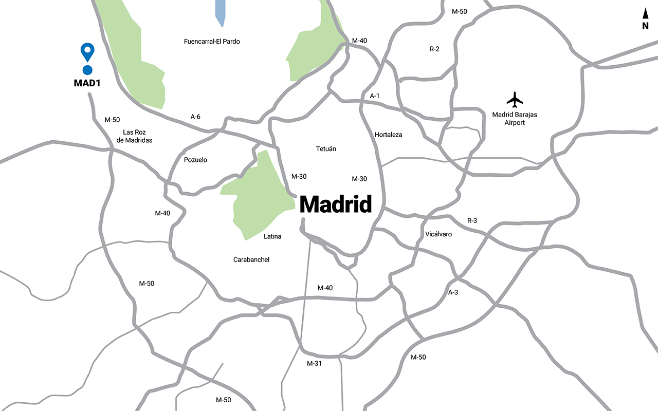 Map of Madrid data center