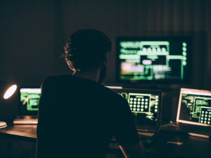 Hackers breaking into a computer system