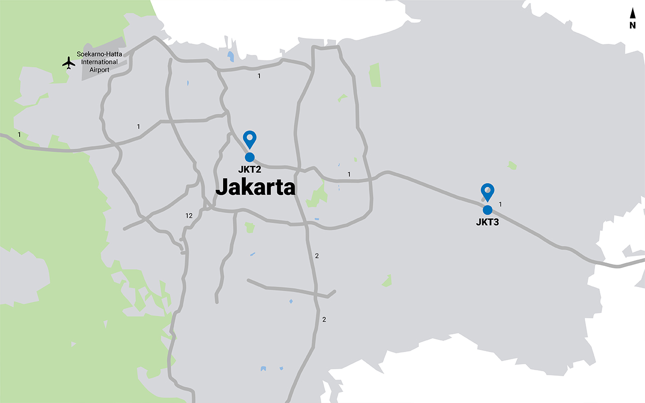 Map of Jakarta data centers