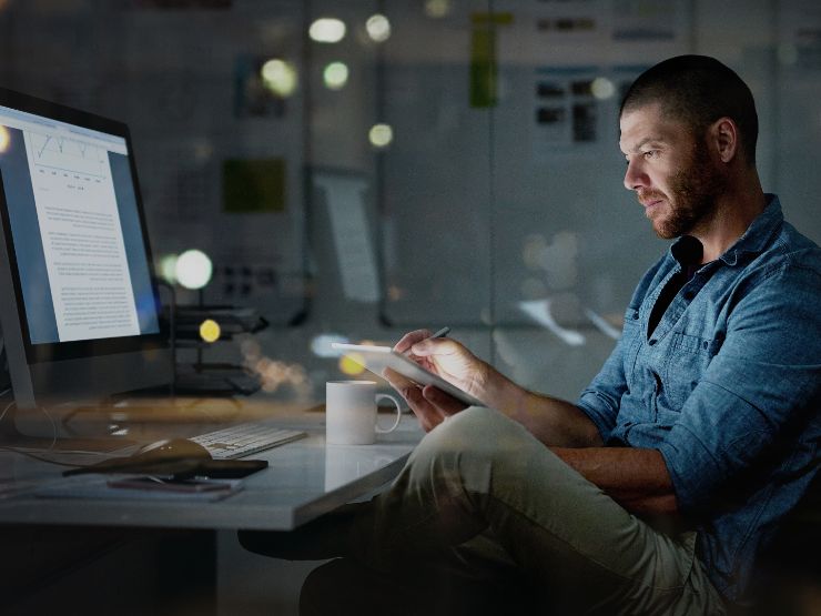 Man working on desktop