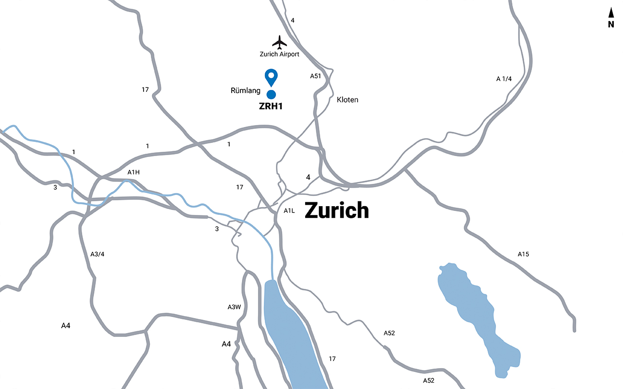 Map of Zurich data center
