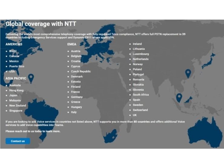 NTT global coverage diagram