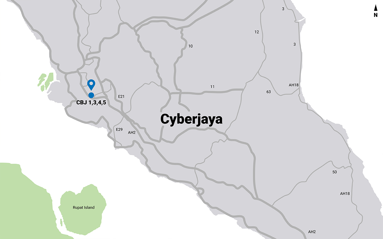 Map of Cyberjaya data centers