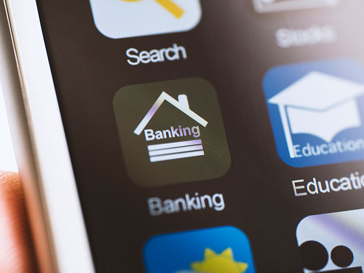 Banking icon on the cellphone